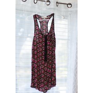 Floral print zip front tunic/short dress